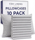 King Pillow Cases - 10 Pack Pillowcase Covers - 20" x 40" (Grey Stripes) by CGKUnlimited