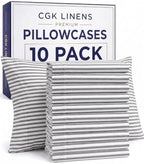 King Pillow Cases - 10 Pack Pillowcase Covers - 20" x 40" (Grey Stripes) by CGKUnlimited