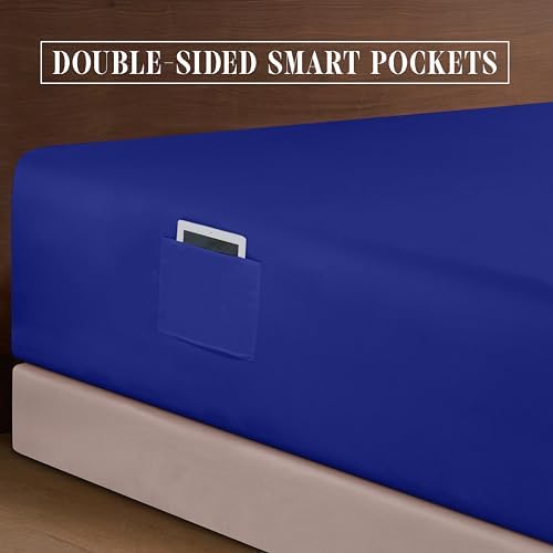 Elegant Comfort 1500 Premium Quality 6-Piece Bed Sheet Set - 18-24 Inch Extra Deep Pocket, Smart Storage Pockets, Wrinkle Free Ultra Soft 6PC Extra Deep Pocket Sheets, King, Royal Blue - Image 6