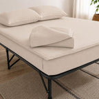 Zipper Cot Fitted Sheet Bundle, 32 x 75 Camping Cot Mattress Sheets, 400 Thread Count 100% Cotton, Includes 1 Wraparound Base, 2 Removable Zipper Top Sheets & 2 Pillowcases, 8 Inch Deep Pocket, Ivory by Unknown