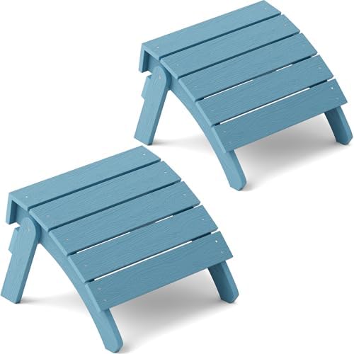 YEFU Folding Adirondack Ottoman Outdoor Set of 2, Blue by YEFU