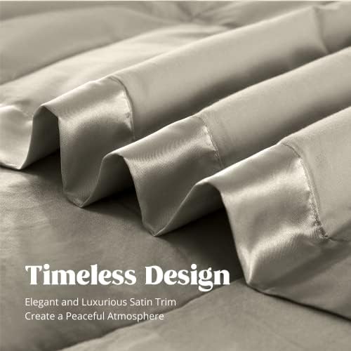 puredown® California King Blanket - Soft Lightweight Down Blanket for All Seasons, Cozy Warm Luxury Bed Blanket with Satin Trim, Khaki (110"X98") - Image 4