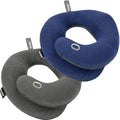 BCOZZY Travel Neck Pillow 2-Pack – Adult Large Navy & Large Gray – Patented Double Support for Head, Neck & Chin – Airplane, Car, Train & Long Flight Upright Sleep Comfort by BCOZZY