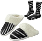 Fuzzy Slippers for Women Washable Cotton Slippers with Crew Socks by Unknown