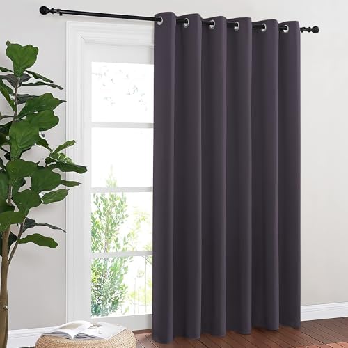 NICETOWN Blackout Sliding Door Curtains 84 Inch Length, Extra Wide Room Divider Grommet Energy Saving Thermal Insulated Curtain for Patio Door Window(W80 x L84, 1 Panel, Greyish Purple) by NICETOWN