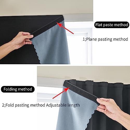 AJAZZ 100% Blackout Shades Window Cover Self Adhesive Curtains Sticky Curtain Portable Easy Open Black Out Curtains for Bedroom Living Room No Drilling (Black, 59" W x 72" L 1 Panel) - Image 4