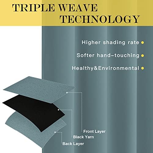 NICETOWN Greyish Blue Blackout Curtains W100 x L84 for Sliding Door, Grommet Thermal Insulated Light Blocking Window Treatments for Bedroom/Living Room, 1 Panel - Image 2