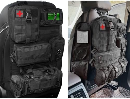 7 PACK Tactical Seat back organizer Truck organizer With 6 Detachable Pouches Universal For Car Truck Ford Jeep Military-Grade Heavier Panels With Multi-functional Packs (Black) by AIAUTOAIEVAutoPart