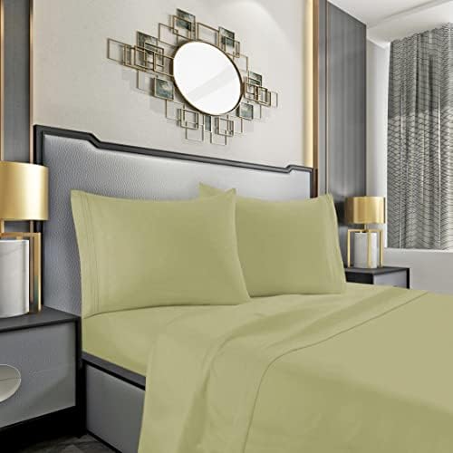 Mocassi Twin XL Sheet Set - Luxury Hotel 1800 Premier Bedding Sheets & Pillowcases - Ultra Soft Breathable & Cooling Bed Sheet Set - Wrinkle Resistant - 4 Piece Set - Twin XL, Sage Green by MocassiLuxuryBedding