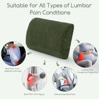 Lumbar Support Pillow for Recliner Chair/Accent Chair/Couch, Large Memory Foam Back Support Cushion for Elderly, Recliner Cushions for Back Rest, Pain Relief, Reading, Washable Cover, Dark Green - Image 6