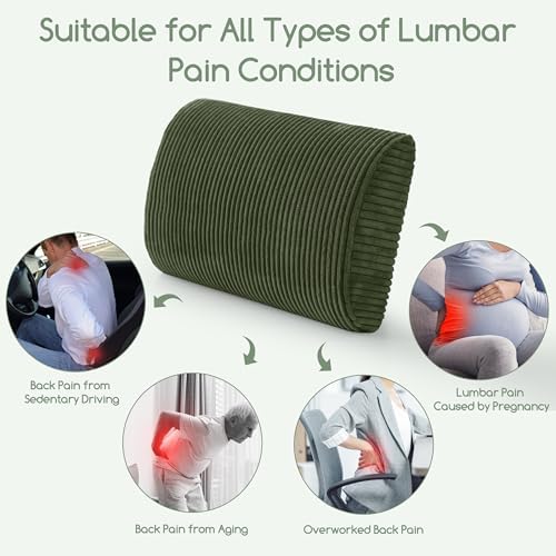 Lumbar Support Pillow for Recliner Chair/Accent Chair/Couch, Extra Large Memory Foam Back Support Cushion for Elderly, Recliner Cushions for Back Rest, Pain Relief, Reading, Washable Cover, Dark Green - Image 7