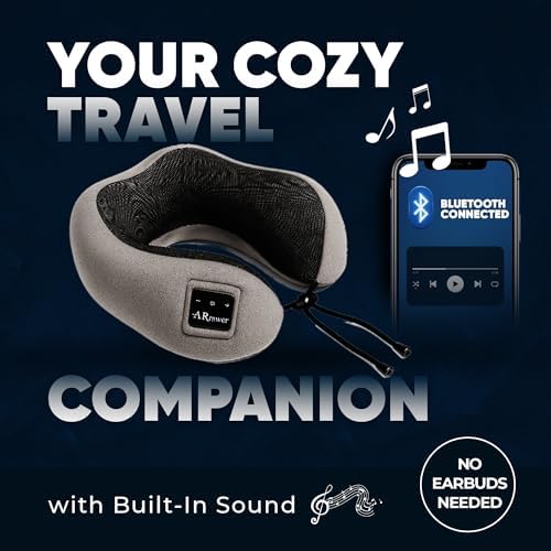Bluetooth Music Semicircular Neck Pillow Wireless Bluetooth Speaker Suitable Airplane,Bus,Train,Car,Office,and Outdoor Camping for Sleeping, Resting The Best Travel Essentials. (Dark Gray) - Image 4