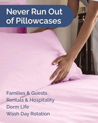 King Pillow Cases - 8 Pack Soft Pillowcase Covers - 20" x 40" (Light Pink) - Image 5