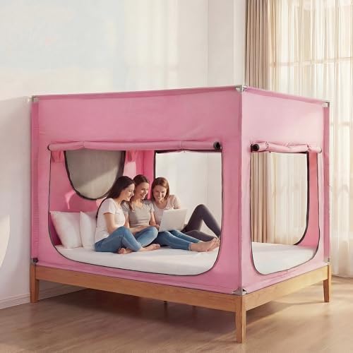 ANC POP Portable Bed Tent, Blackout Privacy Canopy with 3 Doors & Breathable Mesh, Large Space for Adults, Indoor Sleeping Shelter for Dorms/Shared Rooms by ANC
