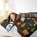 Erosebridal RV Camper Kids Comforter Sets Toddler Size, Forest Theme Camping 2Pcs Bed Set for Girls Boys, Woodland Animal Print Bear Bedding Set, Outdoor Travel Trailer Room Decor - Image 7