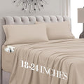 Mocassi Queen Size 4-Piece Bed Sheet Set - 1800 Premium Hotel Quality Microfiber 18-24 Inches Extra Deep Pocket Fitted Sheet- Luxury Soft, Breathable, Wrinkle, and Fade Resistant, Cream by MocassiLuxuryBedding