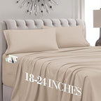 Mocassi Queen Size 4-Piece Bed Sheet Set - 1800 Premium Hotel Quality Microfiber 18-24 Inches Extra Deep Pocket Fitted Sheet- Luxury Soft, Breathable, Wrinkle, and Fade Resistant, Cream by MocassiLuxuryBedding