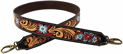 CHALLENGER Western Antique Tooled Leather Replacement Shoulder Strap for Bags Purse Duffle 115FKStrap by Challenger