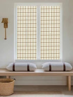 Window Privacy Film Frosted, Beige Brown Plaid Reusable Static Cling Window Tints, Vintage Farmhouse Checkered Rustic Heat Control Windows Films for Offices, Balcony, 29.5 x 118 Inches - Image 5