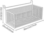 Bedside Hanging Storage Basket, Iron Shelf, Portable Hanging Organizer, Shelf for Bed, Bunk Bed, Dorm Room, White, L with Hooks - Image 3