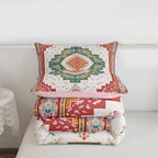 Erosebridal Boho Floral Queen Comforter Set - Colorful Aztec Flower Bedding Set for Kids Adults | Bohemian Vintage Flowers Quilt | Oriental Aesthetic Bedroom Decor with 2 Pillowcases - Image 7