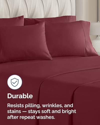 Queen Pillow Cases - 8 Pack Soft Pillowcase Covers - 20" x 30" (Burgundy) - Image 4