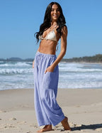 TARSE Womens Linen Wide Leg Striped Pants Casual Barrel Palazzo Harem Pants - Image 3