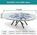 Oval Fitted Tablecloth, Plaid Pattern Printed on Elastic Dining Table Cover, for Home & Daily Use Nightstands, Fits for 48" x 68" Oval Tables - Image 4