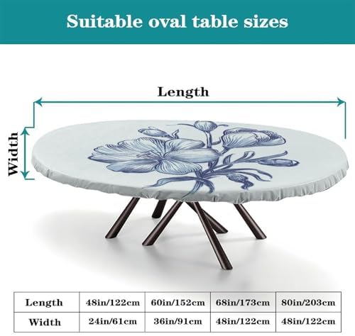 Oval Fitted Tablecloth, Plaid Pattern Printed on Elastic Dining Table Cover, for Home & Daily Use Nightstands, Fits for 48" x 68" Oval Tables - Image 4