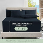 Elegant Comfort Luxury Soft 4-Piece 1500 Premium Hotel Quality Bed Sheet Set with Extra Deep Pockets 18-24 Inch, Wrinkle Free, Storage Pockets, Extra Deep Pocket 4PC Sheets, Twin XL, Black - Image 4