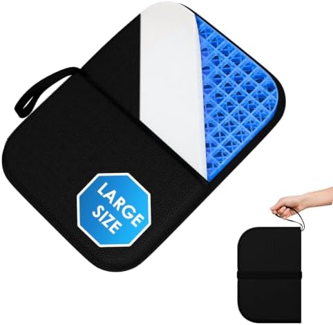 WISIMMALL Foldable Travel Seat Cushion, Comfort Foam & Gel, 16.7"x12.4" Large, Super Thick & Lightweight, Portable for Airplane/Car/Office/Wheelchair, Tailbone & Pressure Sore Relief by WISIMMALL