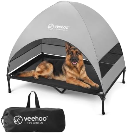 Veehoo Outdoor Dog Bed with Canopy, Cooling Elevated Dog Shade for Outside by Veehoo