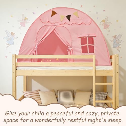 Full Size Bed Tent for Kids, Indoor Kids Privacy Play Tent, Blackout Sleeping Bed Canopy, Portable & Foldable Floor Bed Tents, Pink - Image 5