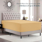 Mocassi Twin XL Size 4-Piece Bed Sheet Set - 1800 Premium Hotel Quality Microfiber 18-24 Inches Extra Deep Pocket Fitted Sheet- Luxury Soft, Breathable, Wrinkle, and Fade Resistant, Gold - Image 3