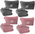 BlueHills Soft 2 Pack Travel Blankets Mini Set of 2 - Premium Airplane Travel Essential Flight Blanket Throw in a case with Strap Compact for Car Plane Travel Gift – Gray and Pink. by BlueHills