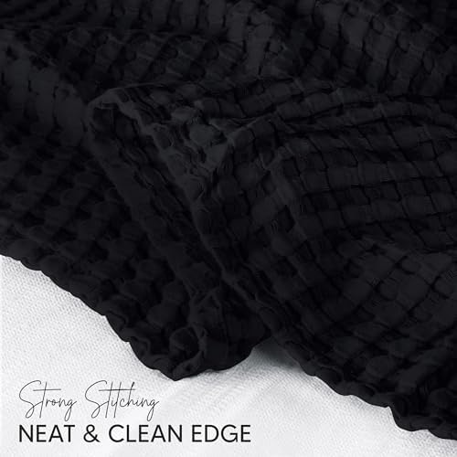 Utopia Bedding 100% Cotton Waffle Blanket Twin Size Black, 90x72 Inch - Image 5