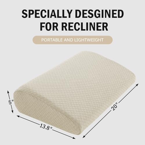 HOMBYS Lumbar Support Pillow for Recliner Chair, Memory Foam Back Support Cushion for Elderly,Extra Large Lumbar Support Pillow,Thick Backrest for Home Reading (Khaki, 20“x13.5"x5") - Image 6