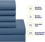 RV Short Queen Comforter Set for RV Camper - Comforter Set with Fitted & Flat Sheet, 4 Pillowcases - Tailored for RV Short Queen Beds - Cozy Essentials for Your RV Bedroom, Denim - Image 3