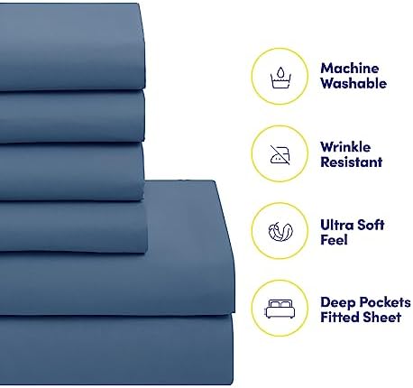 RV Short Queen Comforter Set for RV Camper - Comforter Set with Fitted & Flat Sheet, 4 Pillowcases - Tailored for RV Short Queen Beds - Cozy Essentials for Your RV Bedroom, Denim - Image 3