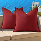 decorUhome Outdoor Waterproof Faux Linen Throw Pillow Covers 22x22 Set of 2 by decorUhome
