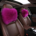 Fluffy Car Headrest Pillow Furry Long Wool Lumbar Auto Head Neck Support Pillow Cushion Natural Luxury Fur Warm Soft Comfort Winter by MLOVESIE