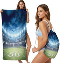 Beach Towel Bag 2 in 1 Football Sport Bath Pool Towels Backpack Rugby Soccer Stadium Absorbent Beach Towel Soft Quick Dry Lightweight Packable Towels Drawstring Bag for Travel Camping Sports Picnic by Unknown