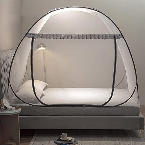 Mengersi Mosquito Net Pop Up Tent for Bed,Bed Canopy with Net Bottom,Mosquito Netting Bed Tent,Bed,Suit for Indoor Outdoor,Camping Tent,Insect Screen(Full/Queen, Gray) - Image 2