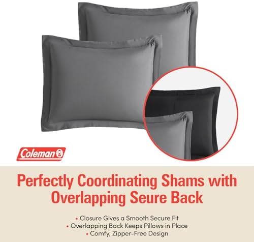 Coleman Queen Comforter Set Reversible Bed-in-a-Bag– Double-Sided Color Options, All-Season Comforter + Shams + Sheets – Perfect for Home, Cabin or Camp Use, Black/Gray - Image 2