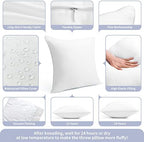 20 x 20 Outdoor Throw Pillow Inserts Set of 2 Waterproof Square Premium Decorative Couch Pillow Stuffers Form Large White Sofa Cushions Indoor - Image 5