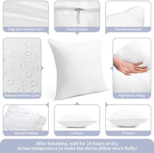 20 x 20 Outdoor Throw Pillow Inserts Set of 2 Waterproof Square Premium Decorative Couch Pillow Stuffers Form Large White Sofa Cushions Indoor - Image 5