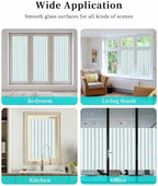 Window Privacy Film Frosted, Teal Green Lines Static Cling Door Window Covering, Modern Vertical Striped Vintage Minimalist UV Blocking Windows Film for Office, Hotel, Bedroom, 29.5 x 78.7 Inches - Image 7
