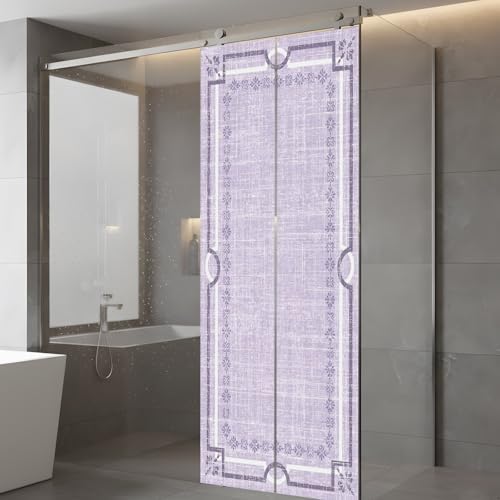 Window Privacy Film Frosted, Lavender Purple Botanical Static Cling Door Window Covering, Vintage Florals Geometric Minimalist UV Blocking Windows Film for Office, Hotel, Bedroom, 29.5 x 78.7 Inches - Image 5