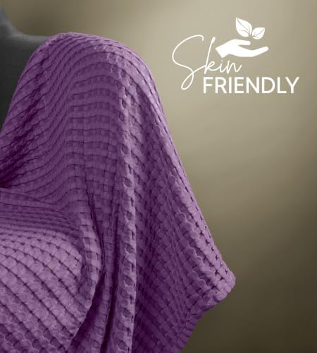Utopia Bedding 100% Cotton Waffle Blanket Twin Size Plum, 90x72 Inch - Image 3