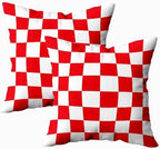 EMMTEEY Red White Gingham Checkered Pillow Covers 24x24 Set of 2 by EMMTEEY